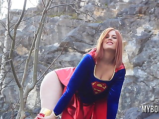 Softcore Alexsis Faye Busty SuperWoman Cosplay outdoor playing