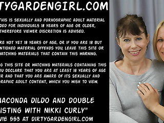 Dildo Anaconda dildo and double fisting with Nikki Curly